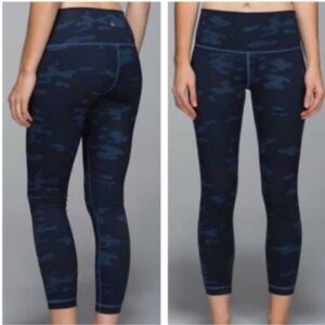 Lululemon WunderUnder Blue Camo Yoga Exercise Pants